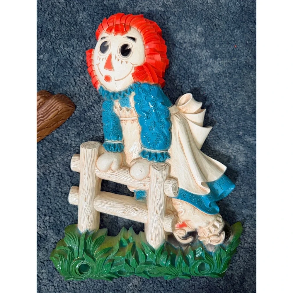 Vintage Raggedy Ann Andy Wall‎ Decor Set 3pc Multicolor Good  Art 1977